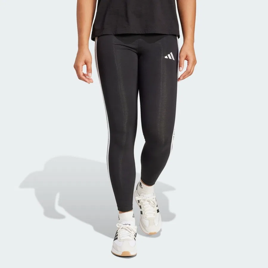 Леггинсы спортивные с 3 полосами Sportswear JE0072 Essentials 3-Stripes Cotton Leggings adidas, Черно-белый
