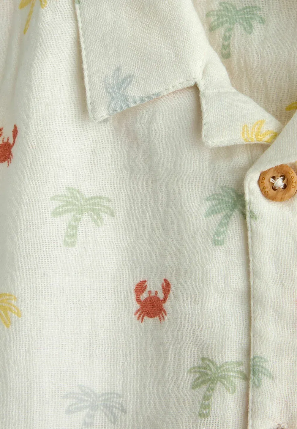Рубашка из марли с рисунком пальм, стандартного кроя Jojo Maman Bébé, Cream Palm Tree — фото 4