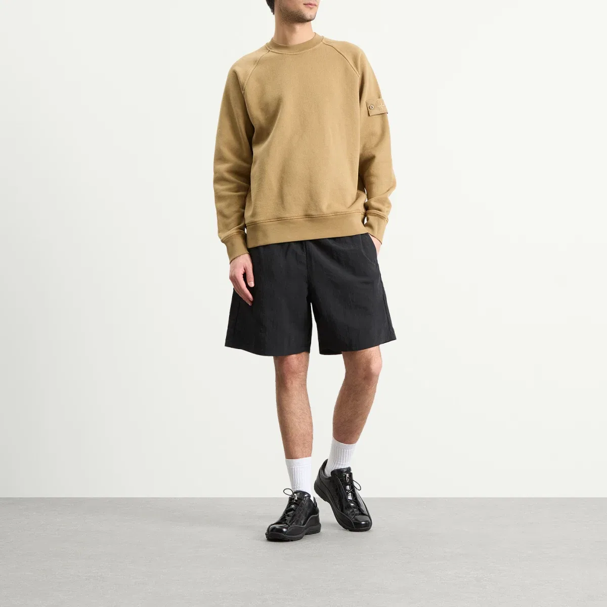 Свитшот с круглым вырезом из плотного футера Ghost Heavy Fleece Stone Island, Dark Beige — фото 4