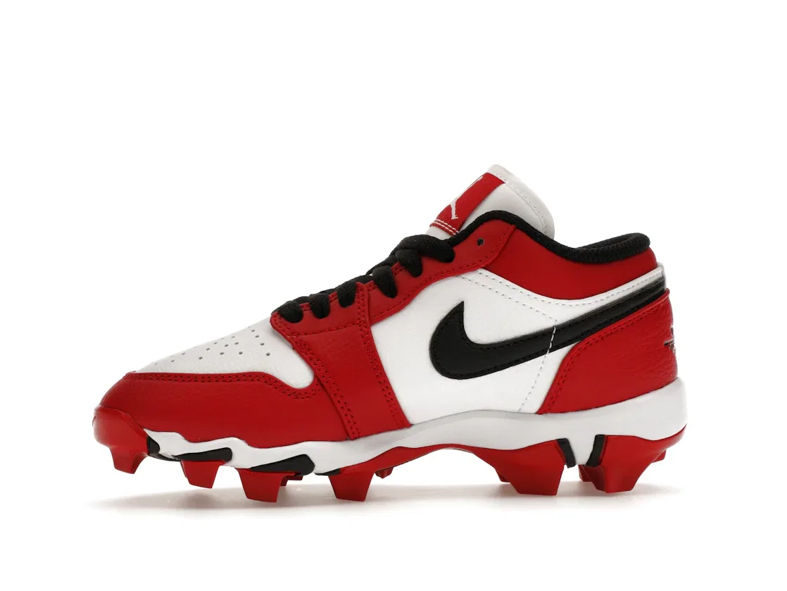 Детские бутсы Jordan 1 Low Cleat Chicago, White Gym Red Black — фото 3