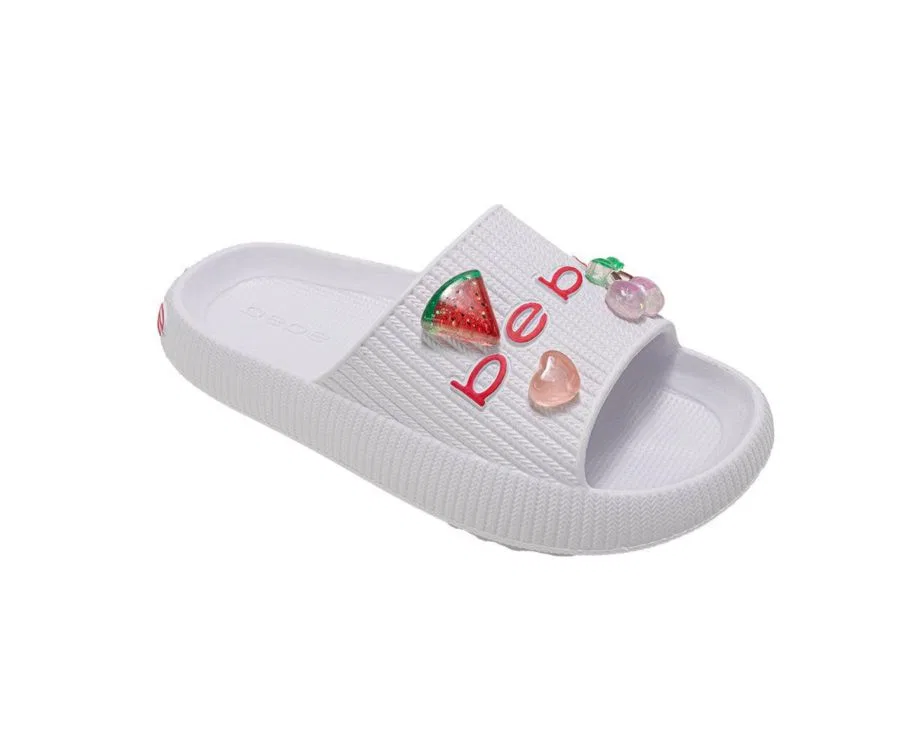 Сандалии-слайды с фруктовыми шармами EVA Slide Bebe, White