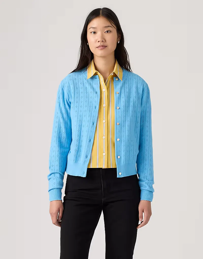 Кардиган Levi's Supersoft с ажурным узором и круглым вырезом, синий