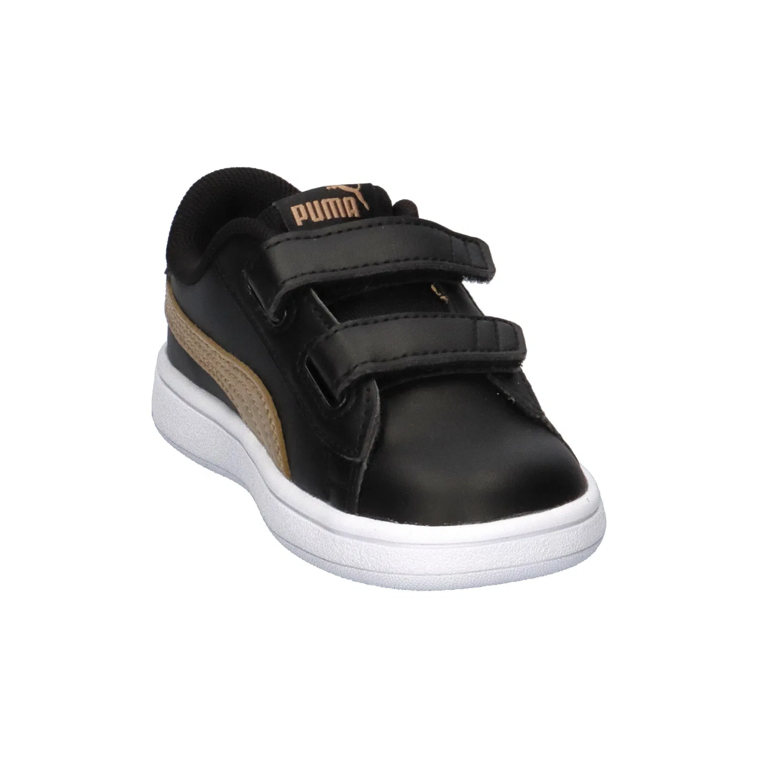 Детские кроссовки с металлическими деталями Smash v2 Metallics Puma, Schwarz Gold — фото 2