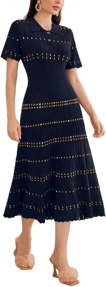 Женское элегантное платье с геометрическим узором, Royal Blue