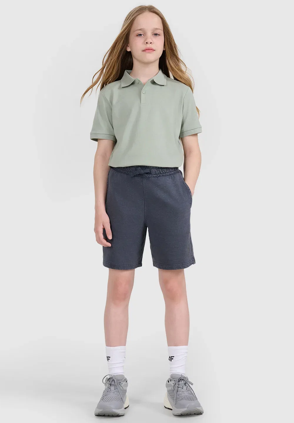 Koszulka polo dziecięca - biała 122 (6-7 лат) унисекс - рубашка-поло 4F, Green — фото 2