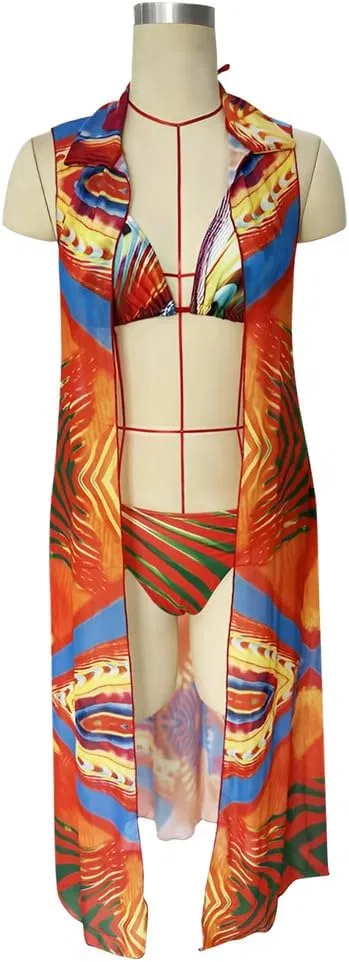 Женский бикини-сет с принтом, Vibrant Printed Bikini Set, Colorful-3pcs — фото 2