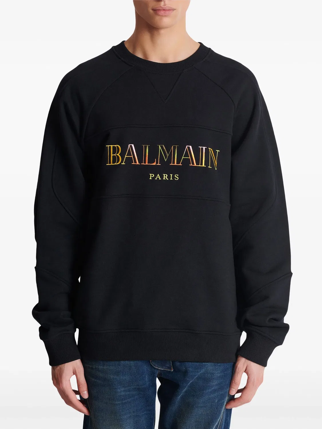 Свободный свитшот с вышивкой Balmain, черный — фото 2
