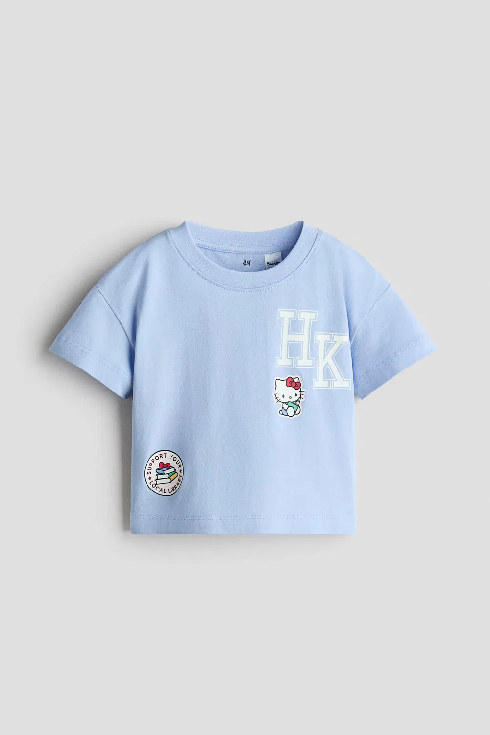 Хлопковая футболка с принтом H&M, Hellblau/Hello Kitty
