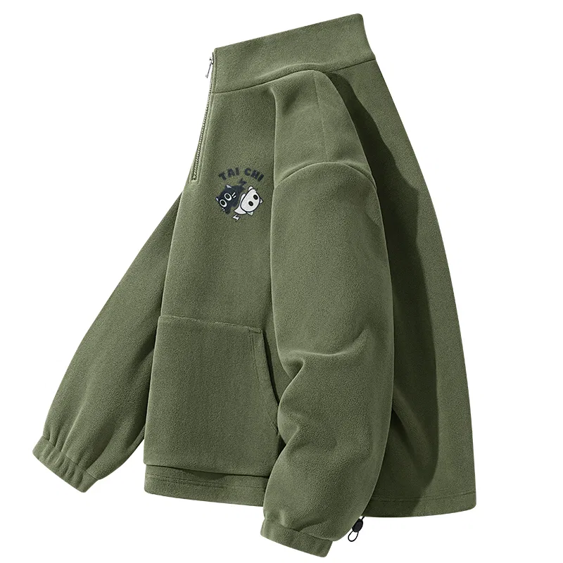 Детский свитшот полуторт с логотипом Tai Chi Cat Chest Logo, MINISO, Palm Green