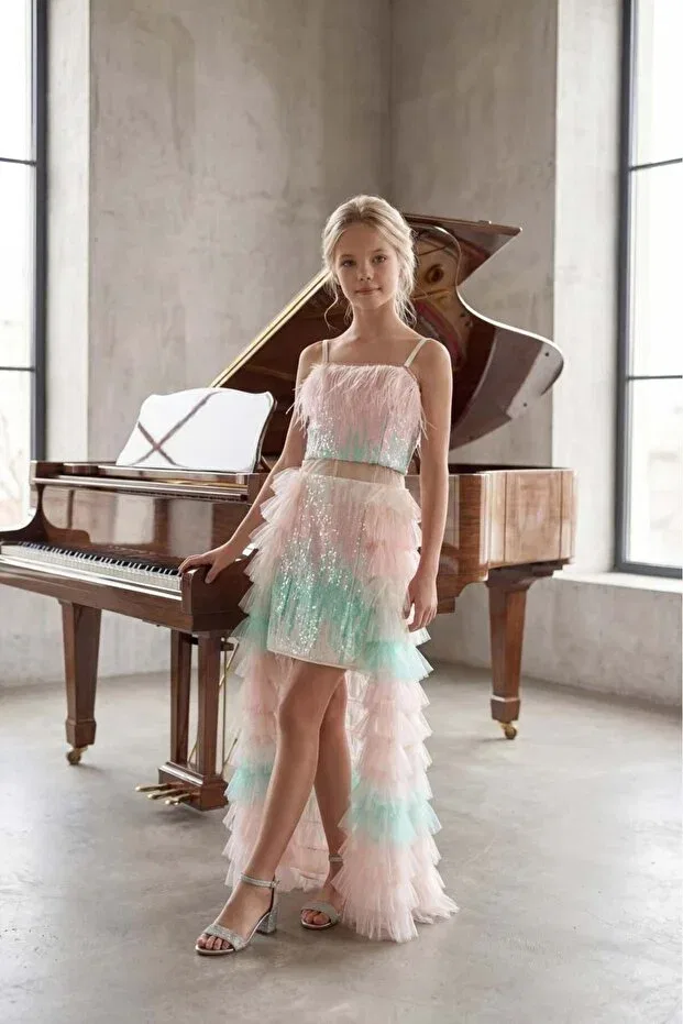 Детское платье для девочек с пайетками Butikhappykids, Ecru