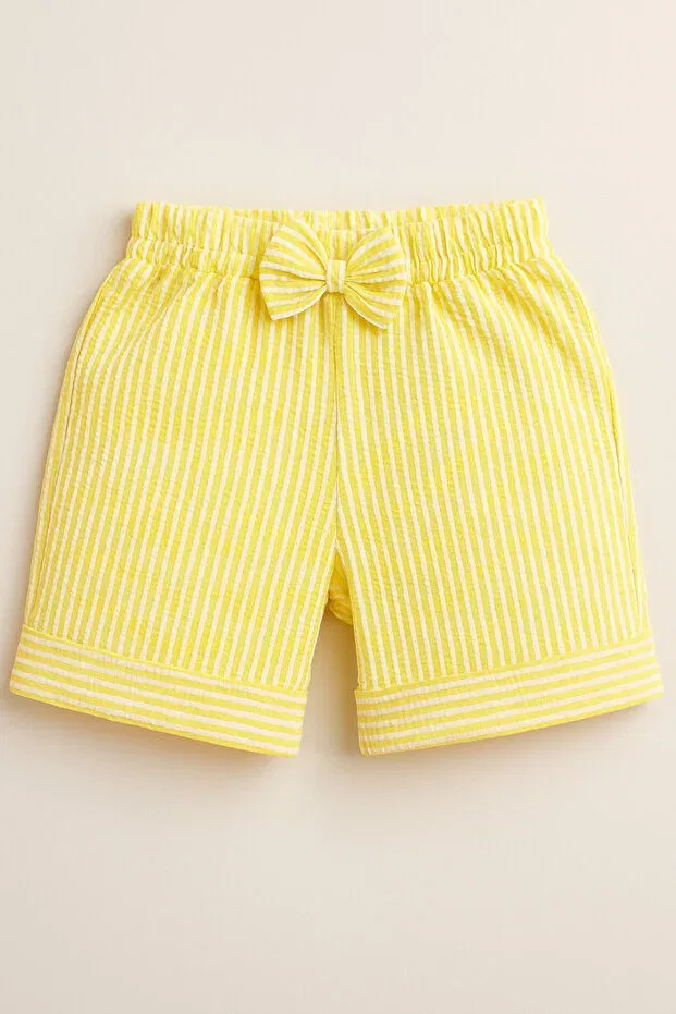 Детские шорты для девочек с полосками Basics Esila Kids, Yellow — фото 2