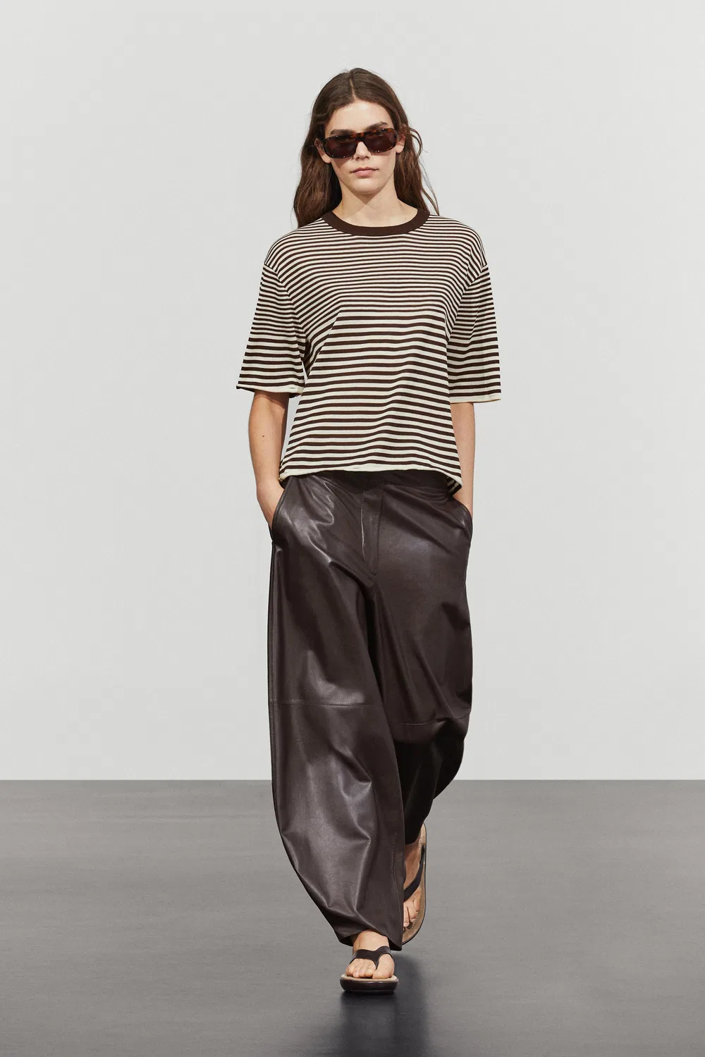 Футболка-поло Massimo Dutti, хлопковая, коричневая