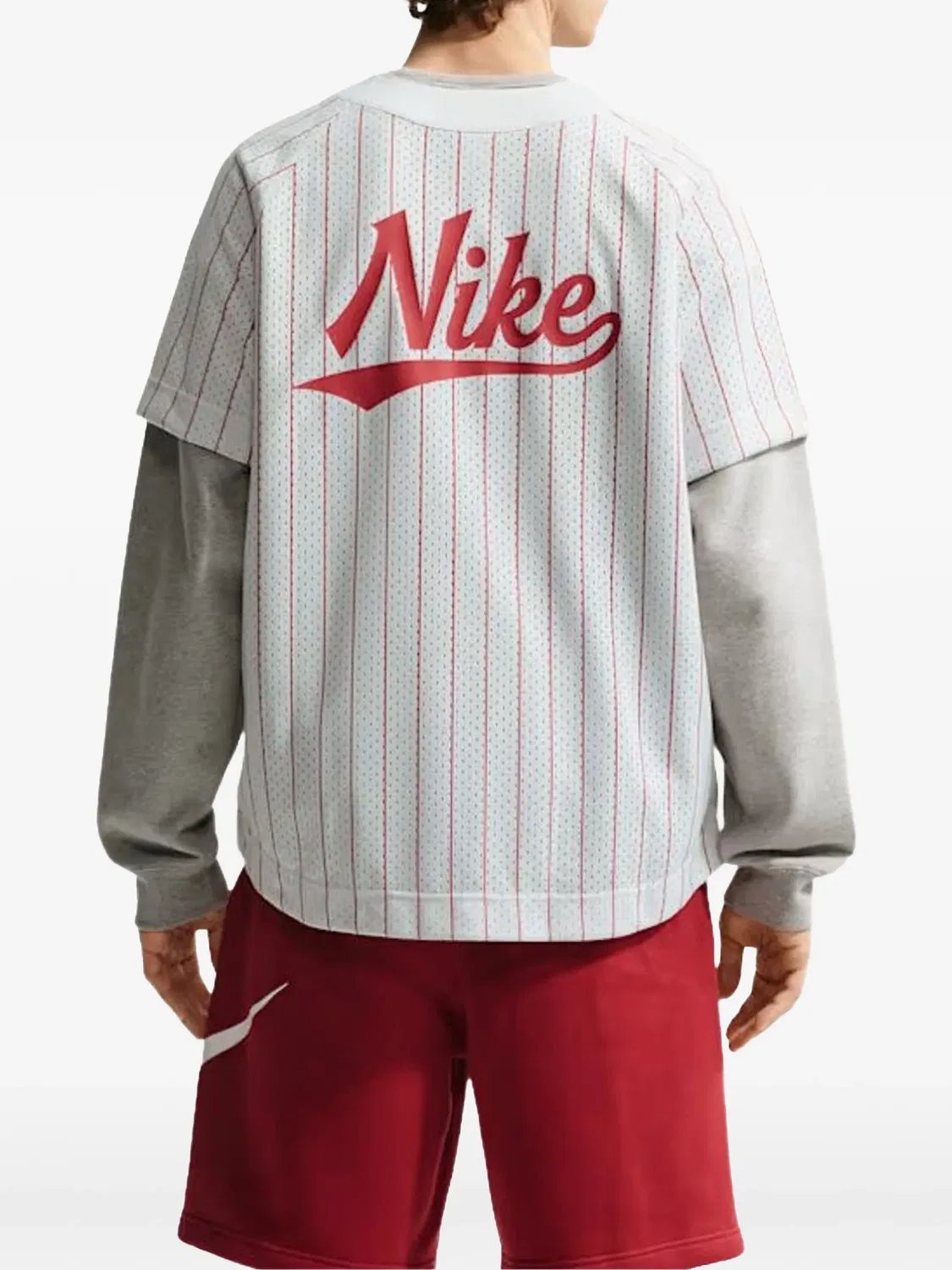 Сетчатый топ в тонкую полоску Nike, белый — фото 2