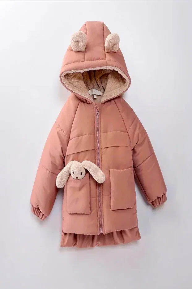 Детское зимнее пальто для девочек с капюшоном Dekubaby, Dried Rose
