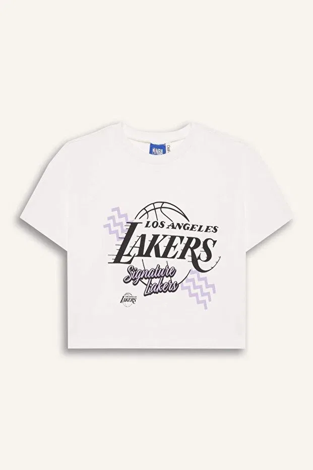 Детская футболка для девочек хлопковая Los Angeles Lakers Defacto, Ekru Er98 — фото 3