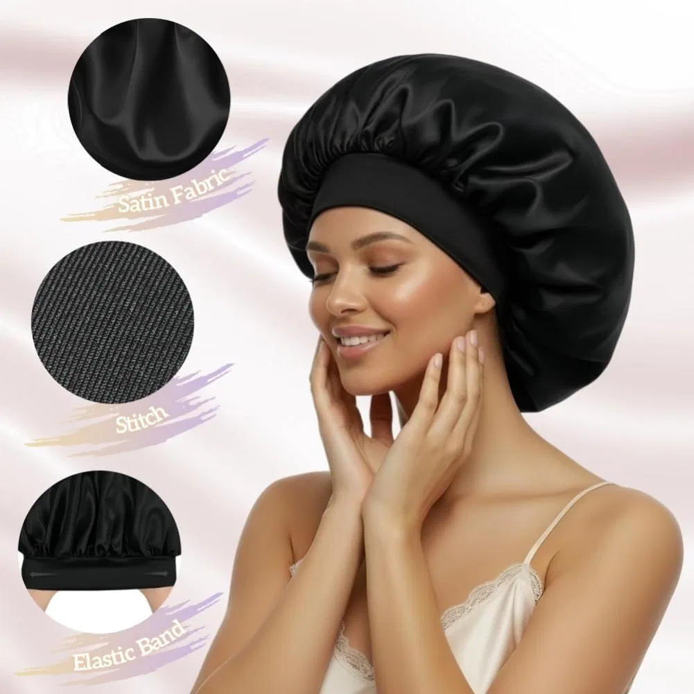 Шапочка для душа Satin, AILONSHAWN, Black XL — фото 3
