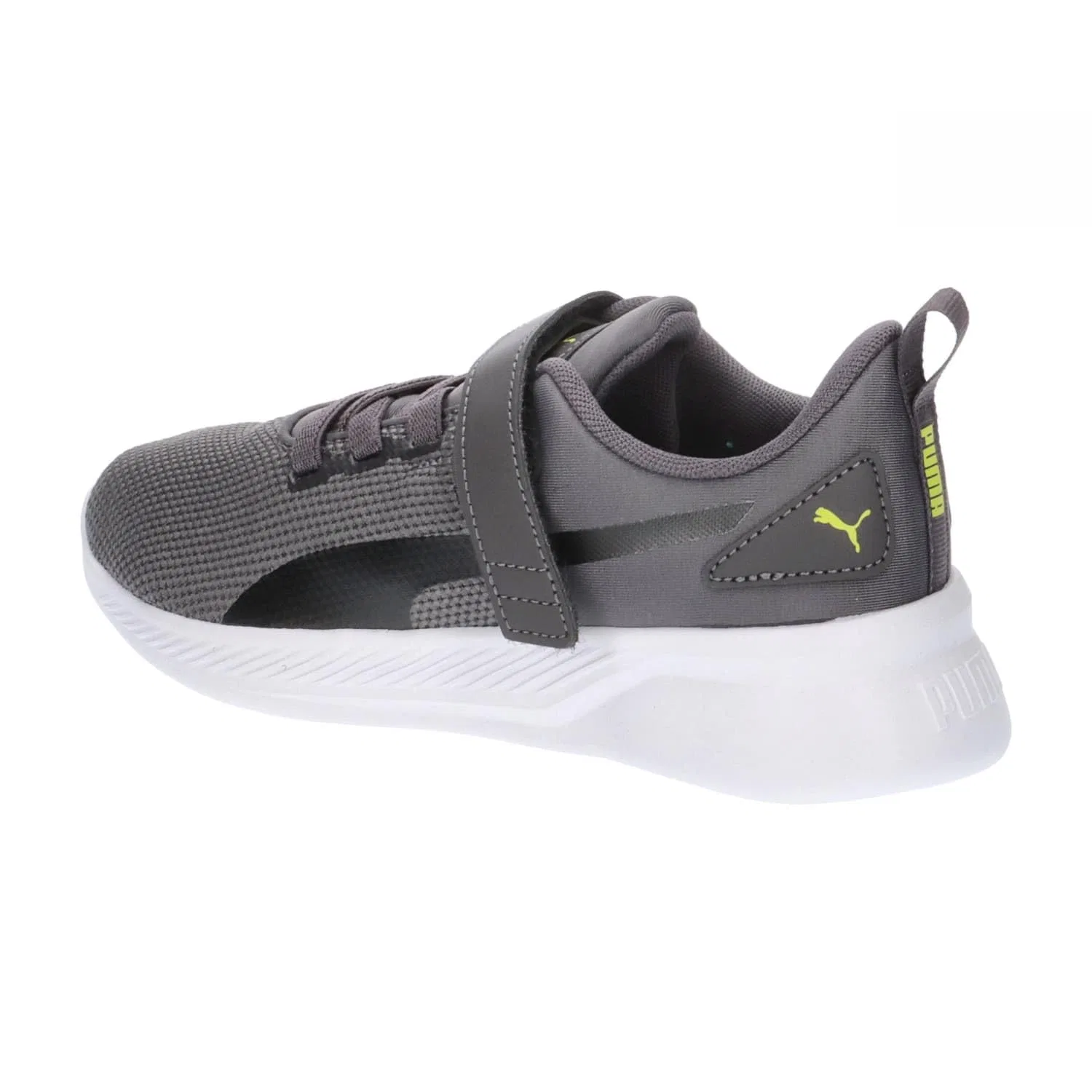 Детские кроссовки для мальчиков с вентилируемым верхом Puma Flyer Runner, Dark Coal Puma Black Lime Smash — фото 3