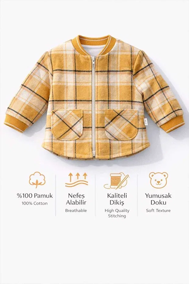 Детское для девочек пиджак-рубашка в клетку с длинным рукавом Babyzz, Yellow