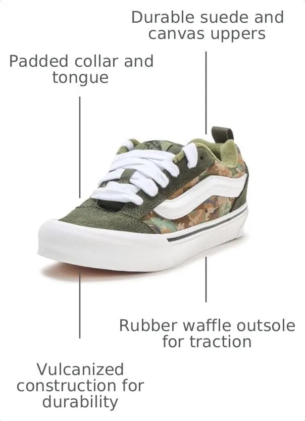 Детские кроссовки с ретро-дизайном Knu Skool Vans, Check Camo Obsidian Fern/Green — фото 2