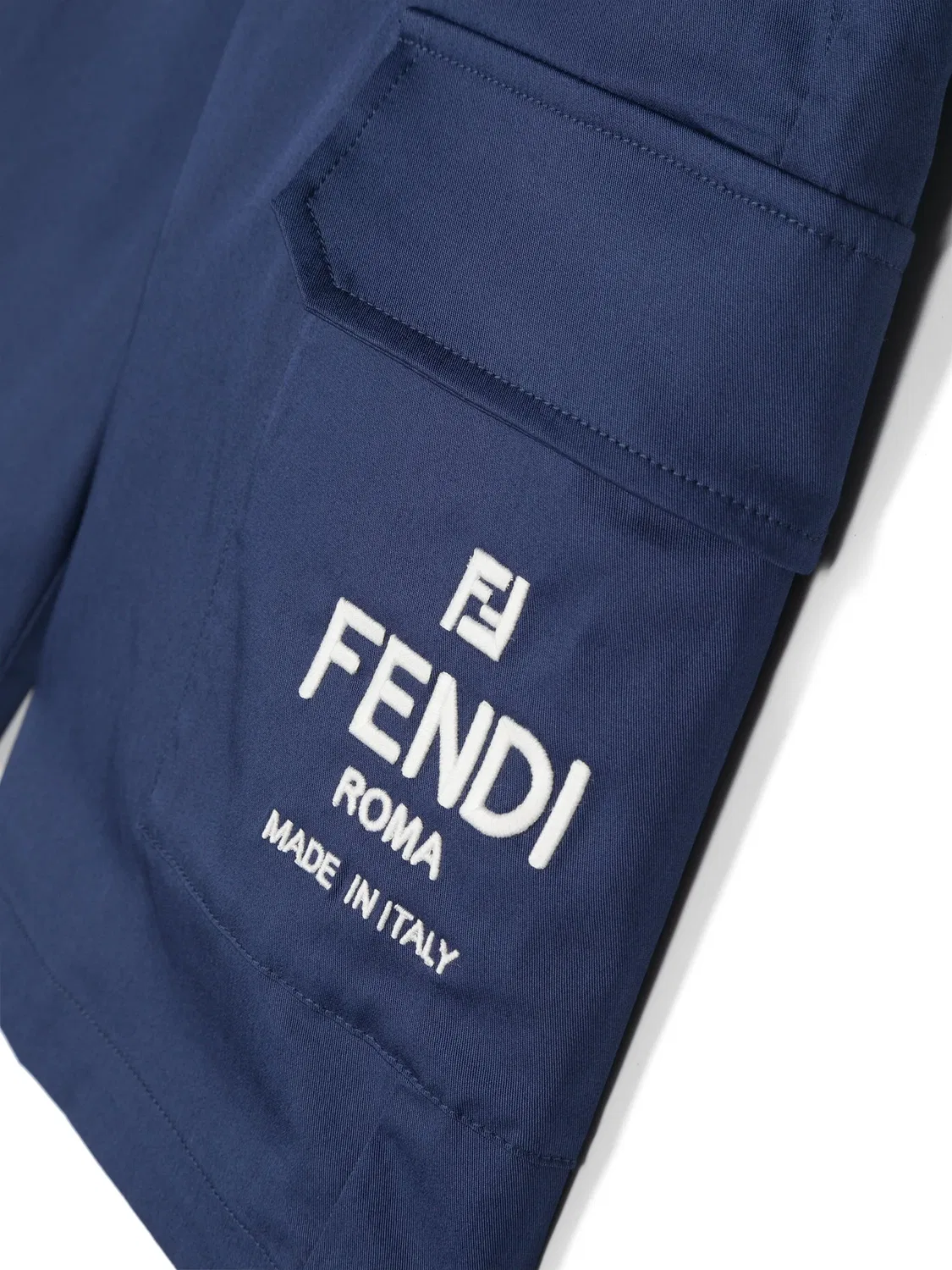 Шорты с вышитым логотипом FENDI, темно-синий — фото 2