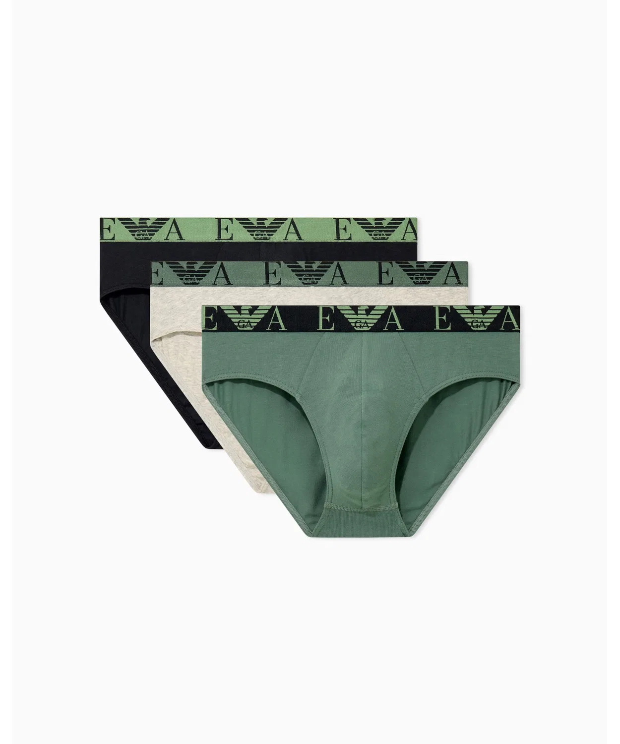 Мужские трусы-слипы Regular Fit с принтом 3 шт Emporio Armani, Green