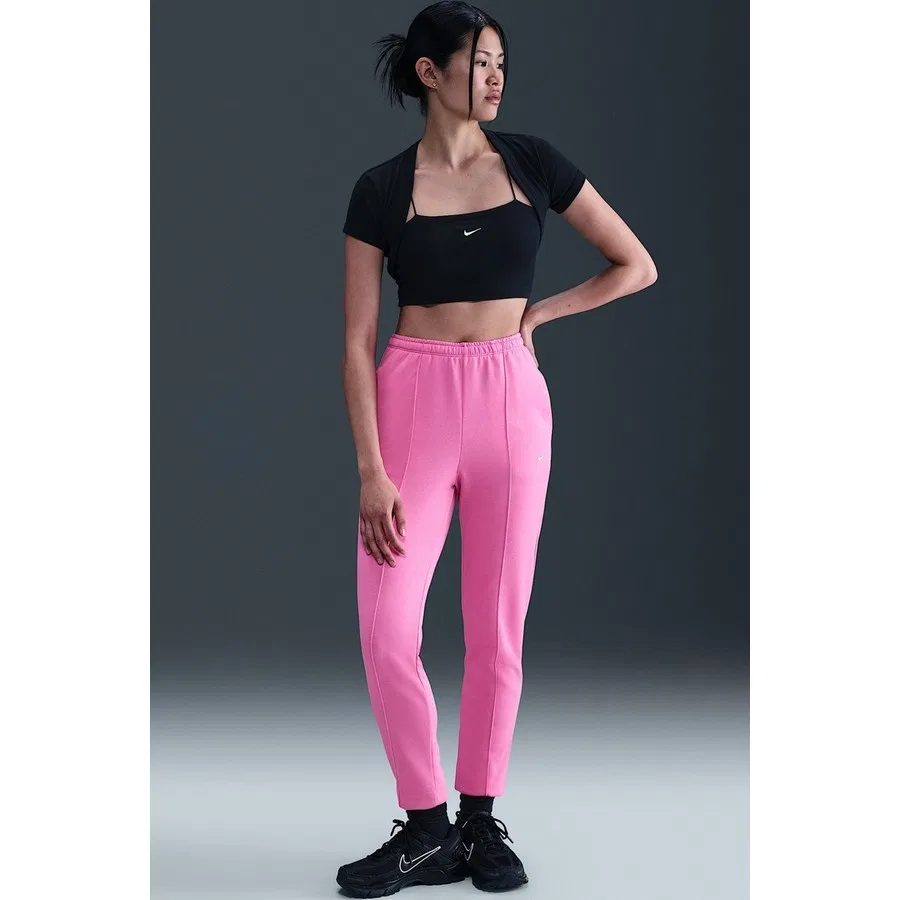 Женские спортивные штаны с высокой посадкой из футера Slim Fit Sportswear Chill Terry High Rise Jogger Nike, Черный — фото 4