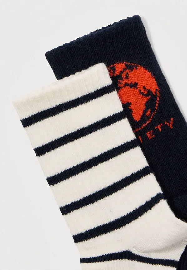 Носки 2 пары из хлопка Society socks unisex Mini Rodini, темно-синий/белый — фото 2