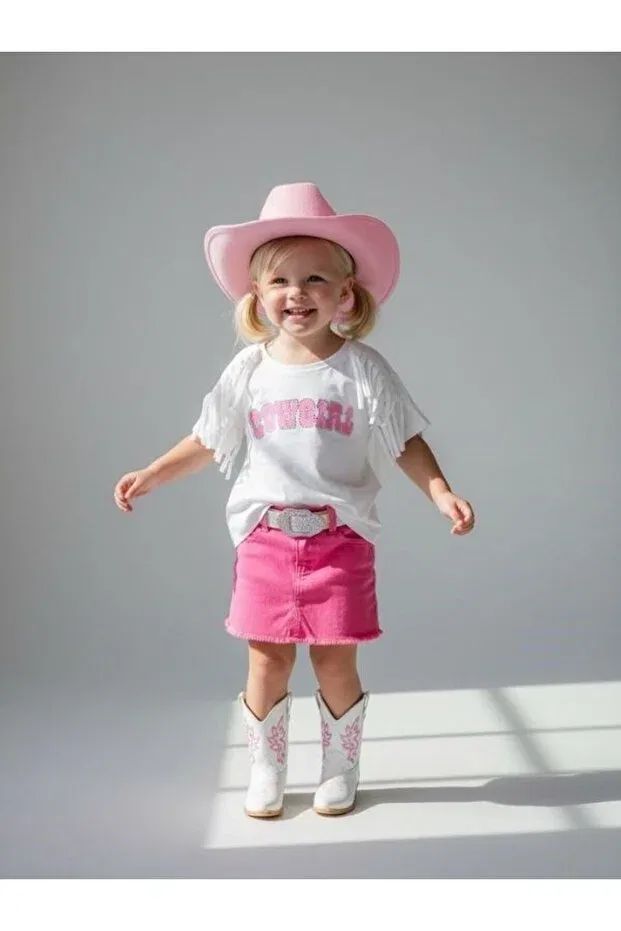 Детская футболка для девочек с принтом Tassel Detailed Design Zekids, White — фото 2