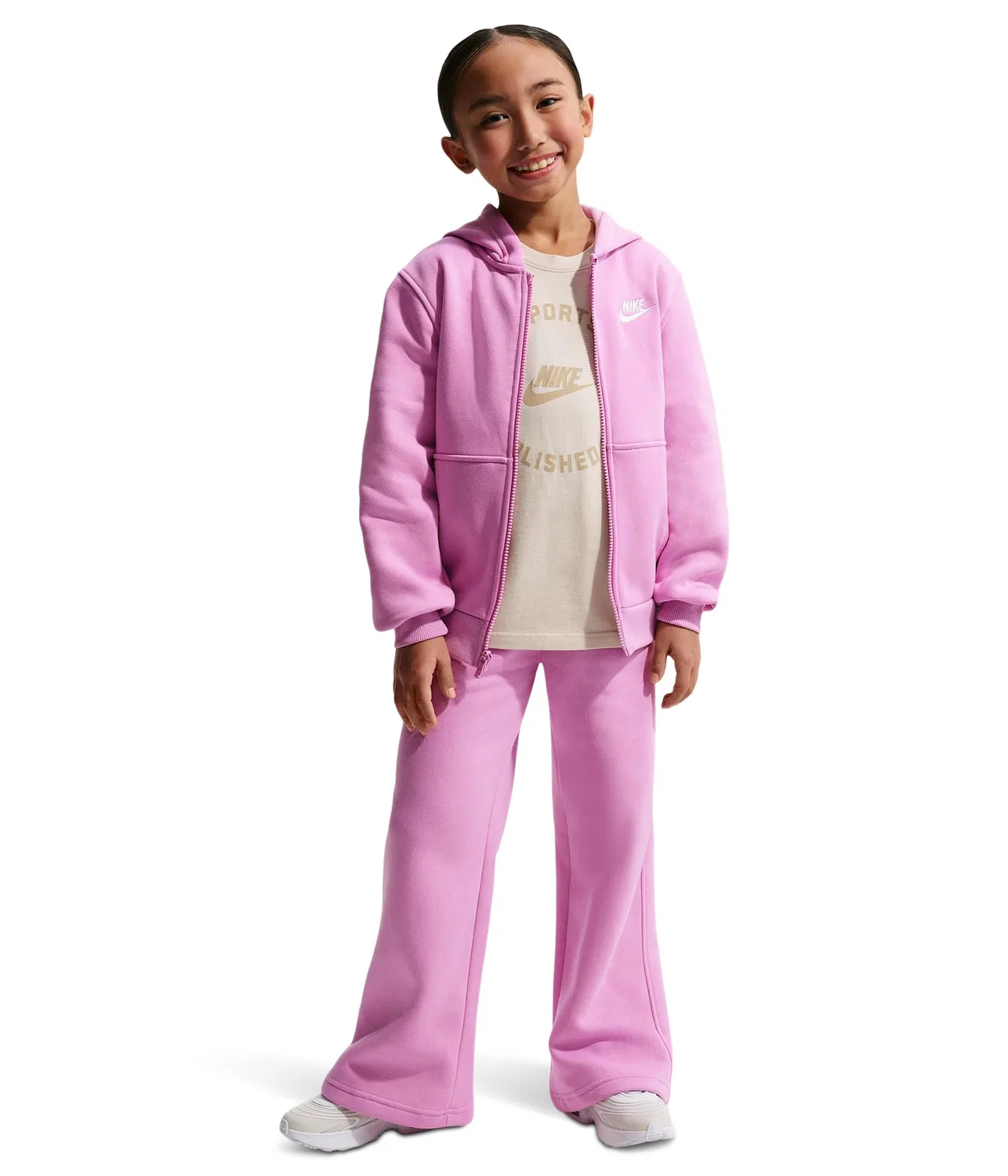 Толстовка Club Fleece LBR на молнии (для детей постарше) Nike Kids, Light Magenta/White — фото 2
