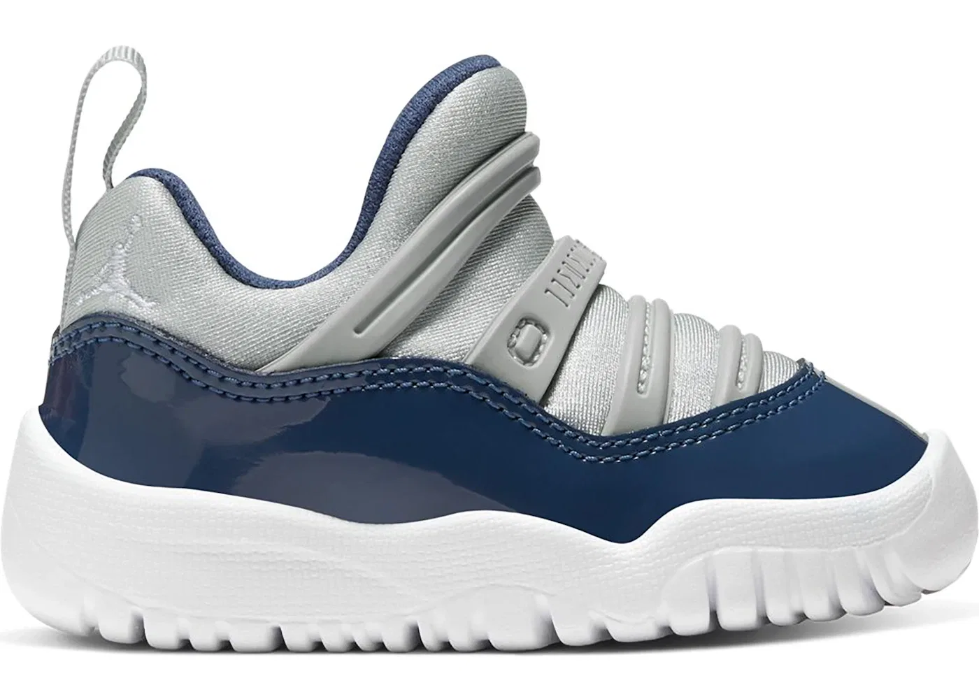 Детские кеды Lifestyle с принтом Jordan 11 Retro Little Flex Jordan, Grey Mist/Midnight Navy-White