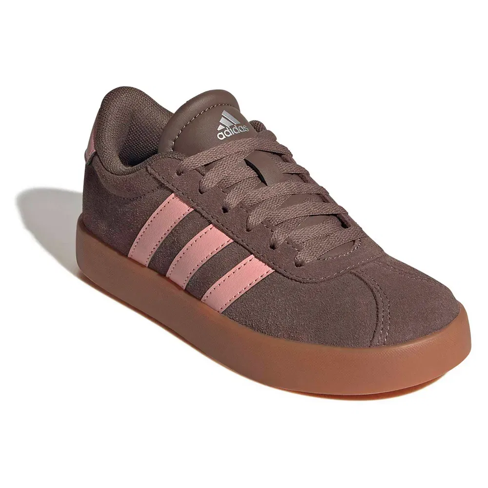 Детские кроссовки для девочек с замшевым верхом VL Court 3.0 Adidas, Brown — фото 2