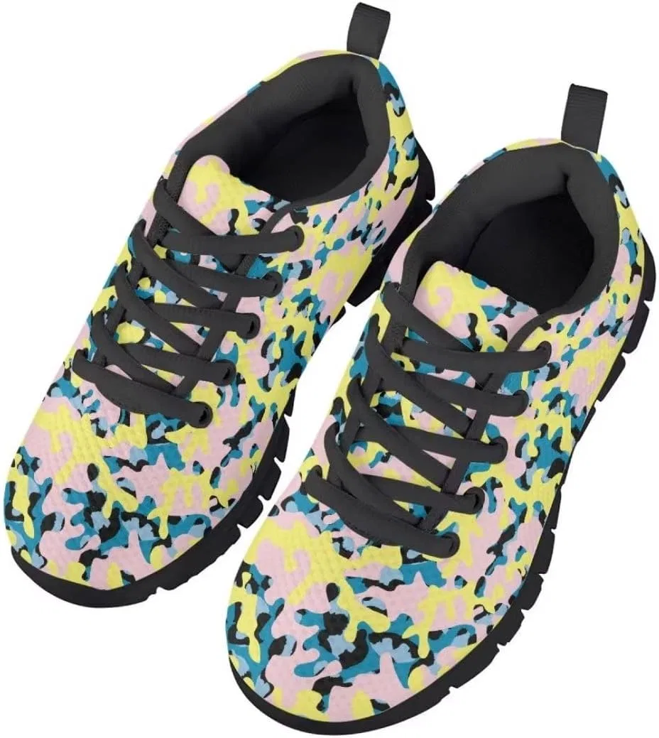 Детские кроссовки с сеткой для мальчиков и девочек PinUp Angel, Yellow Pink Navy Camo — фото 4