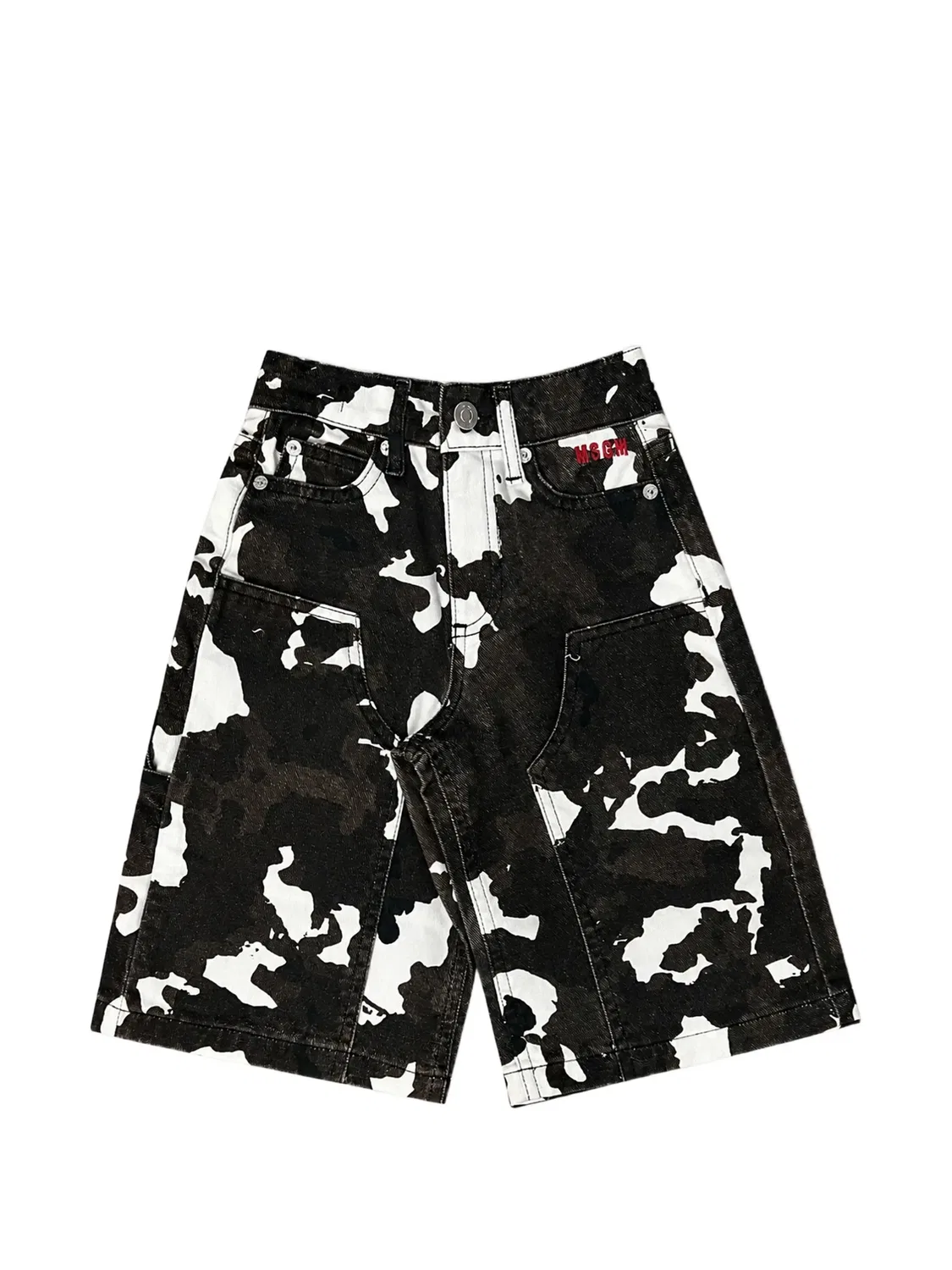 Джинсовые шорты с принтом Msgm Kids, черный