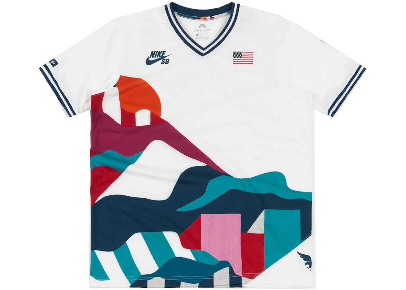Мужская джерси с принтом Nike SB x Parra USA Federation Kit Crew Jersey, White/Brave Blue