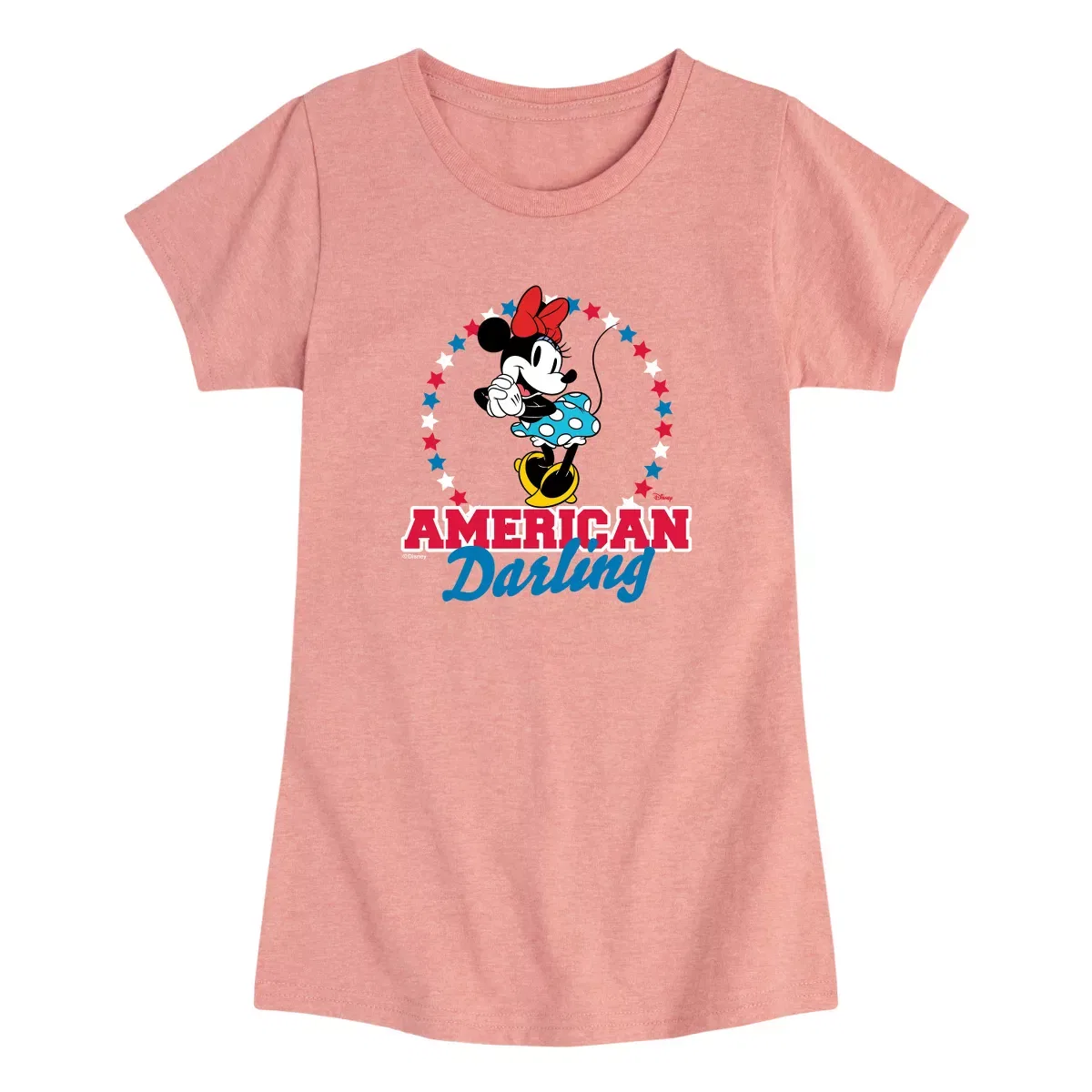 Детское футболка для девочек с принтом American Darling Minnie Disney, Desert Pink
