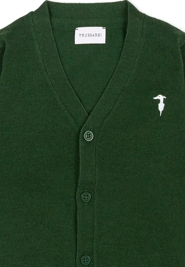 Кардиган из шерсти Cardigan Tru Trussardi Junior, green, зеленый — фото 3