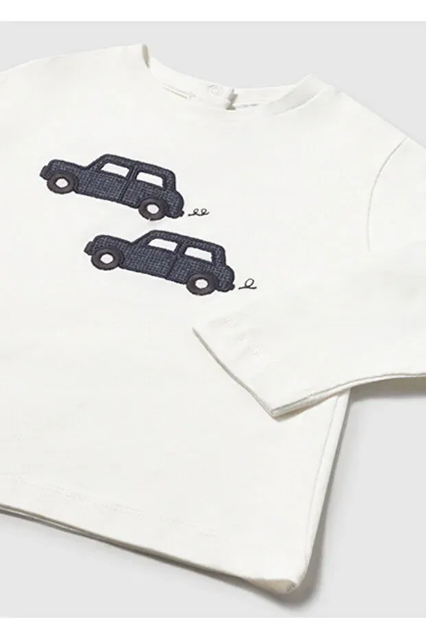Детское для мальчиков футболка с длинным рукавом с вышивкой Cream Car Mayoral, Cream-Lacial — фото 3