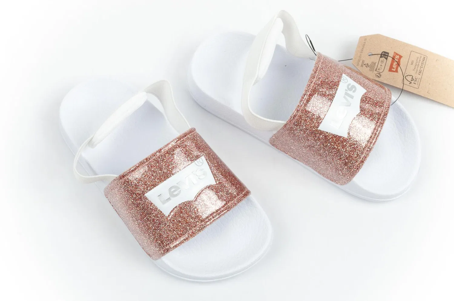Детские шлепанцы с блестками Pool S Mini Levi's, Bunt / Weiss