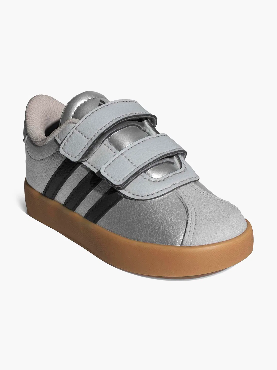 Детские кеды с липучками Adidas, серебристый — фото 2