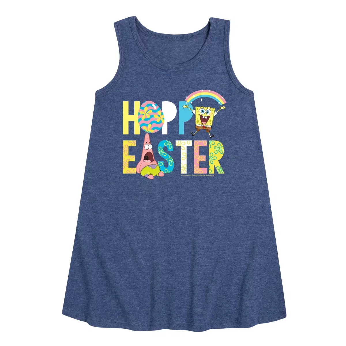 Детское платье-трапеция без рукавов SpongeBob Squarepants Hoppy Easter Icons SpongeBob SquarePants, Heather Navy