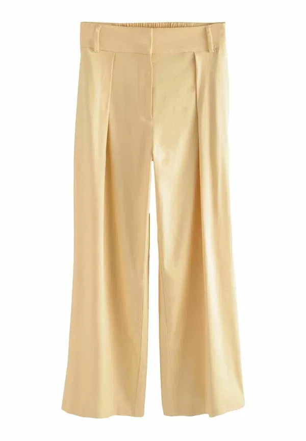 Брюки из вискозы с льном Elastic back wide leg, Next, yellow, желтый