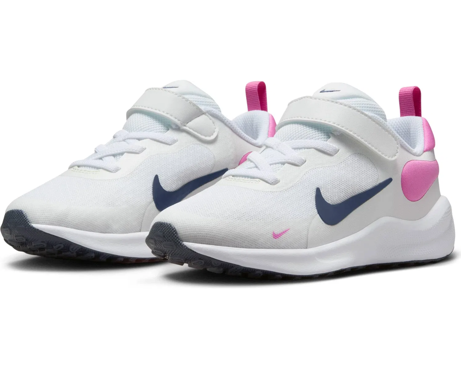 Детские кроссовки для девочек с уникальным дизайном Revolution 7 NIKE, White Midnight Navy Playful Pink — фото 2