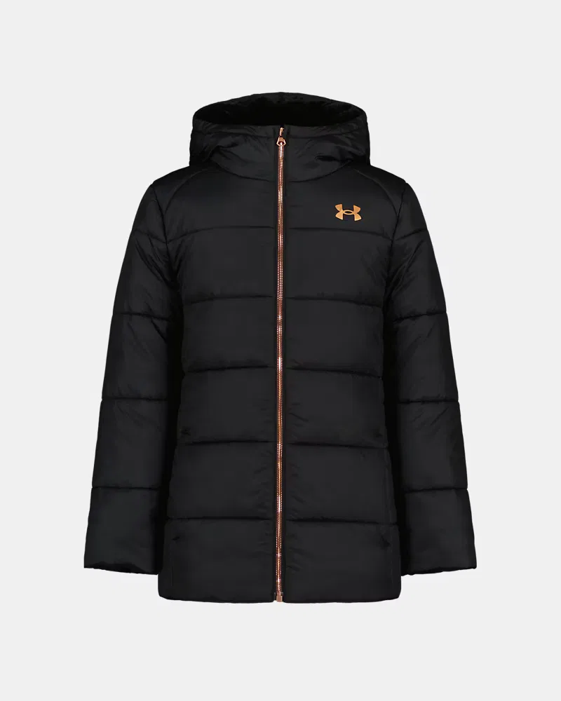 Парка для девочек утепленная с капюшоном UA Willow UnderArmour, Black/Campus Gold