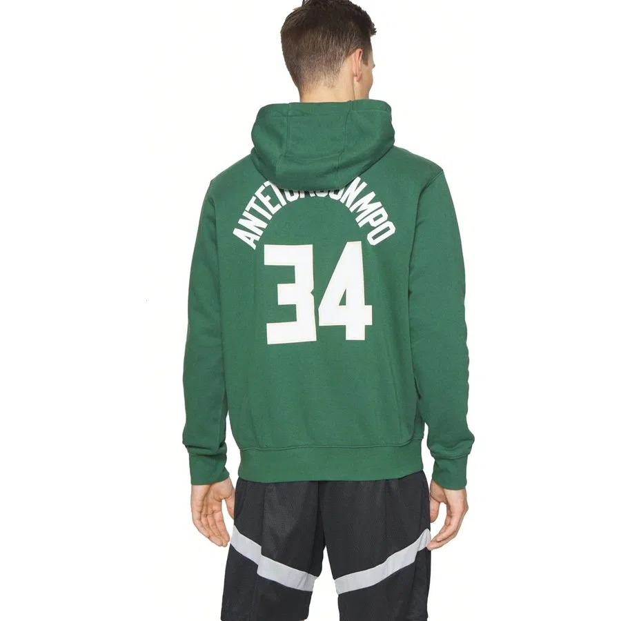 Свитшот спортивный с длинным рукавом Jordan Giannis Antetokounmpo Milwaukee Bucks Club Nike, Зеленый — фото 2