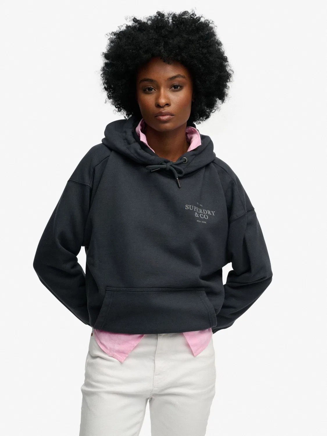 Худи с капюшоном оверсайз Superdry, синее — фото 2