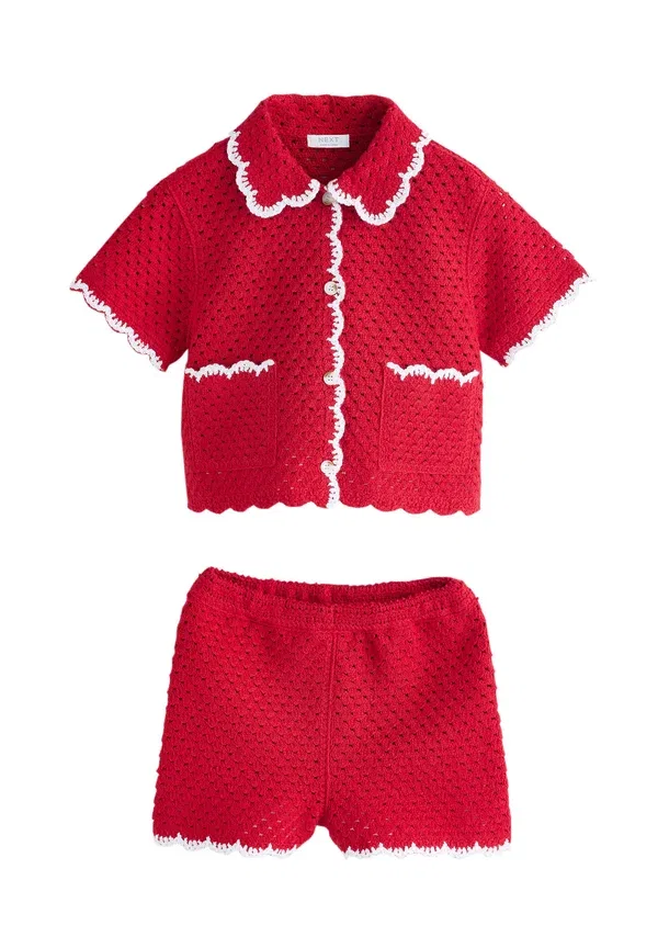 Комплект из шорт и топа, вязаный, Regular fit set, Next, red, красный