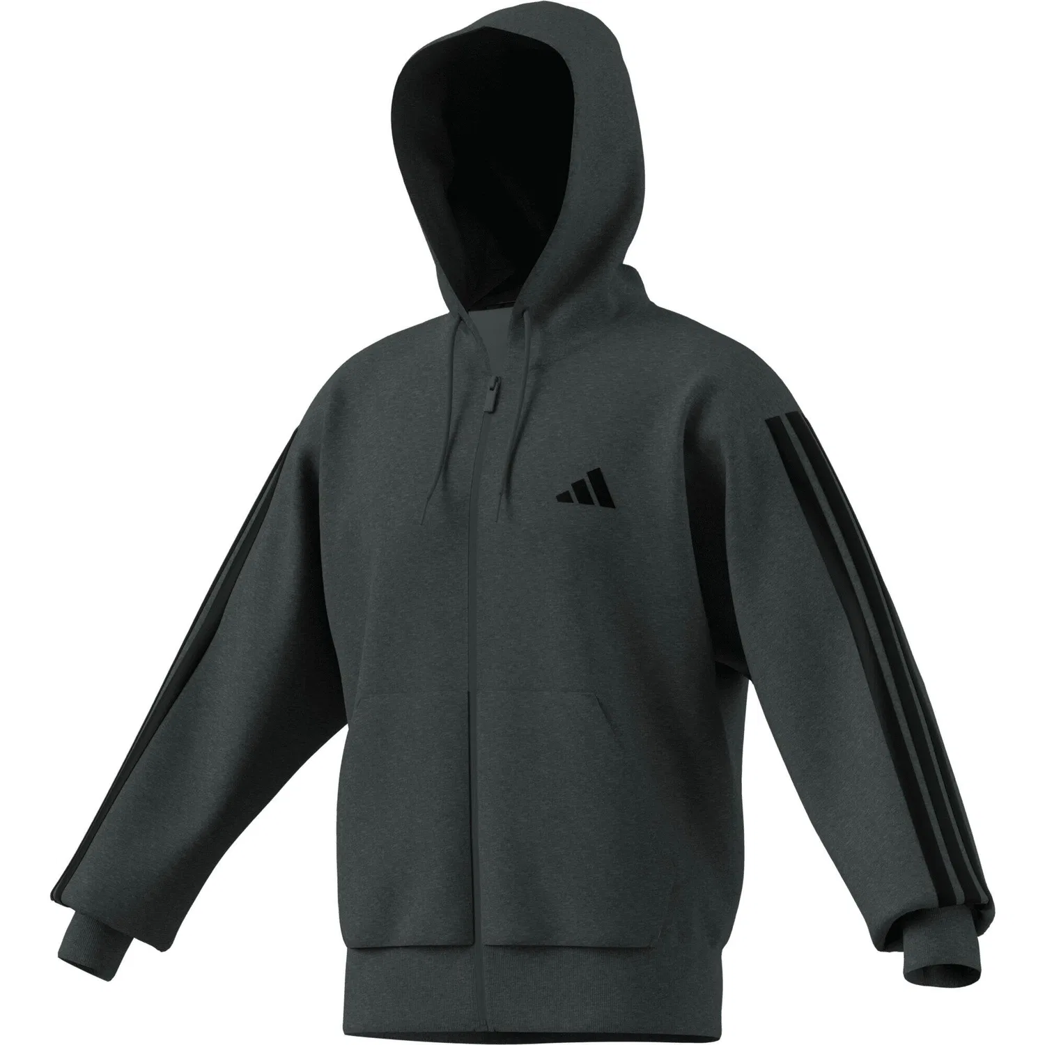 Мужское худи с флисом 3S Fleece FZ Hoodie Adidas, Grau Schwarz