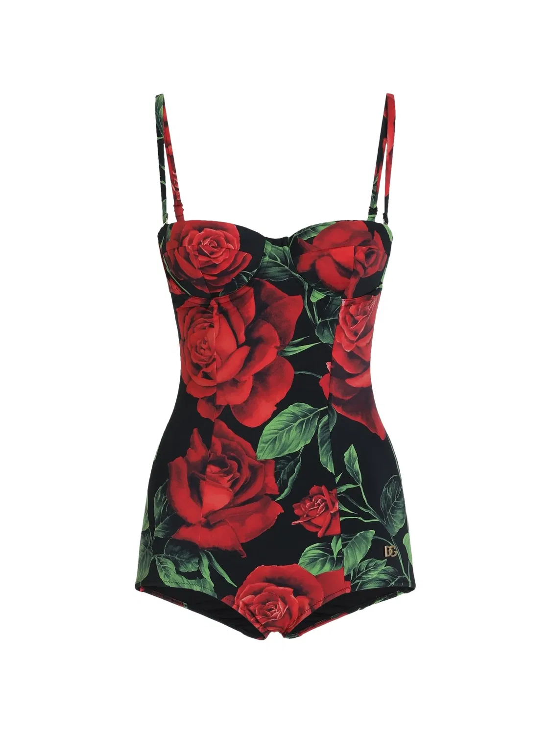 Слитный купальник Balconette с цветочным принтом Dolce & Gabbana, красный