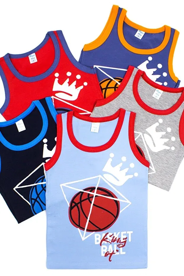 Детская майка для мальчиков с принтом Basketball Biyokids, Multicolor