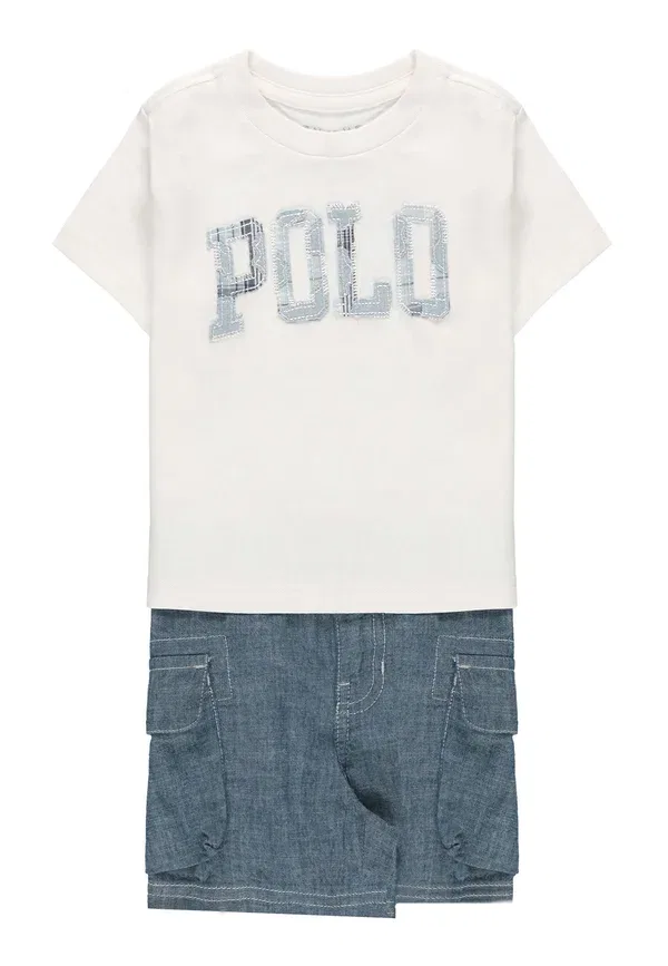 Комплект из джинсовых шорт и футболки Polo Ralph Lauren, белый